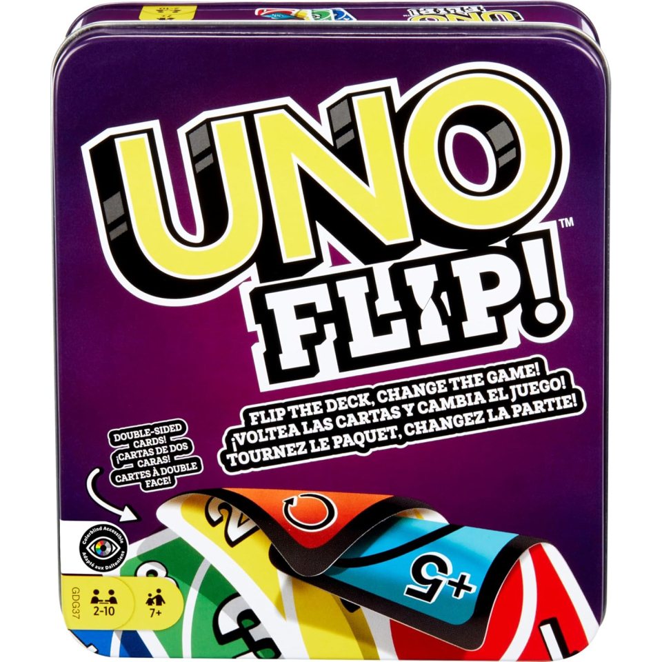 Mattel UNO Flip gioco di carte, scatola in metallo