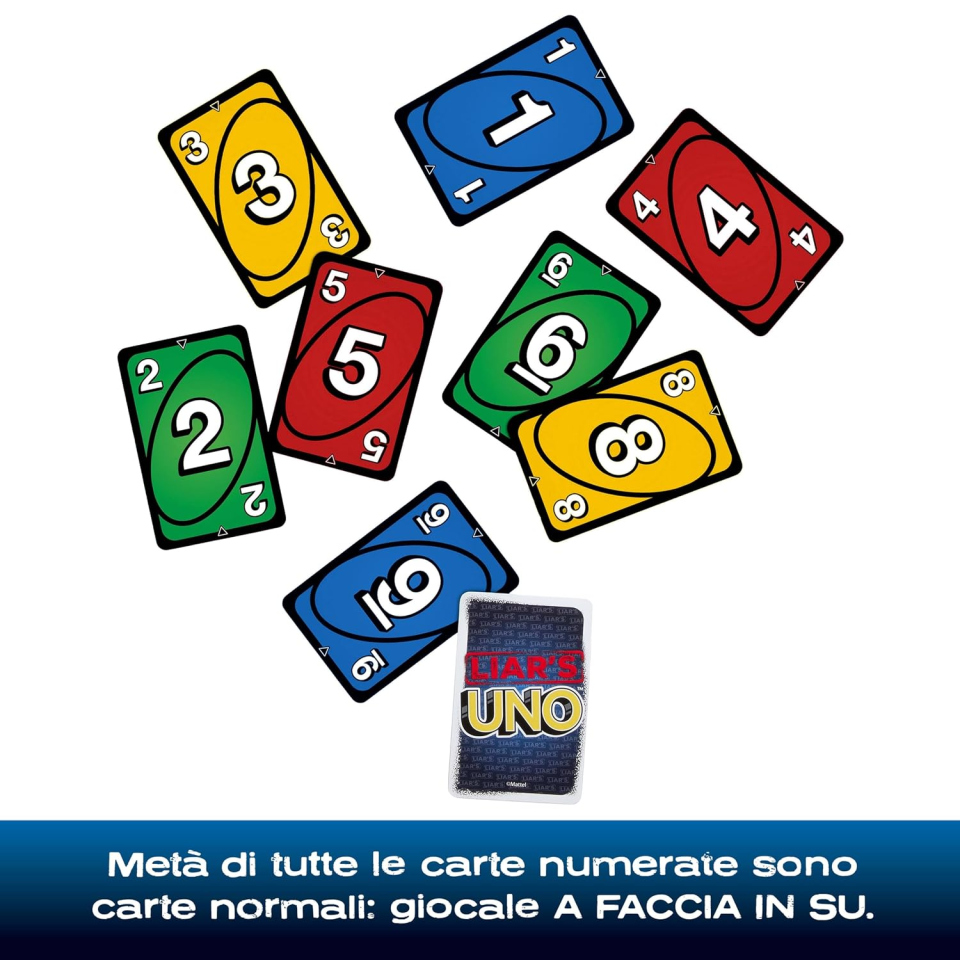 Mattel UNO Liar's gioco di carte in latta