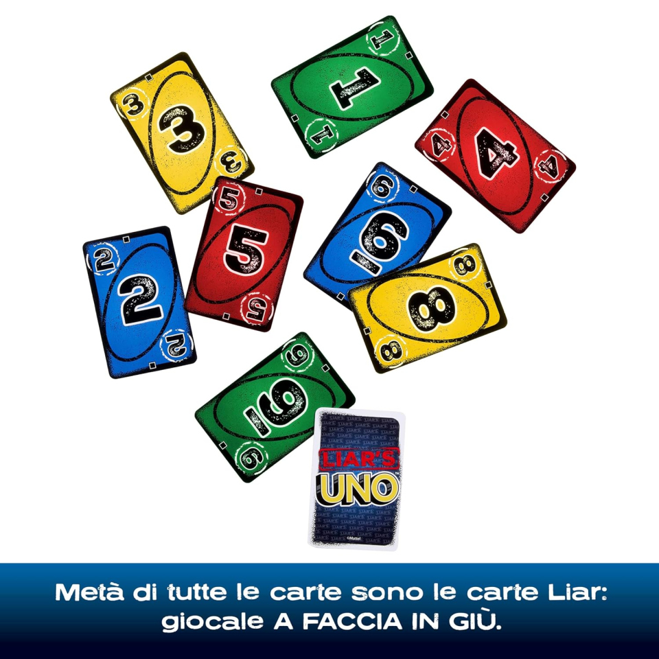 Mattel UNO Liar's gioco di carte in latta