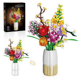 Mavo Brix – Bouquet di Fiori con Vaso Bicolore, 1458 Pezzi