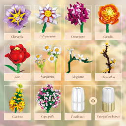 Mavo Brix – Bouquet di Fiori con Vaso Bicolore, 1458 Pezzi