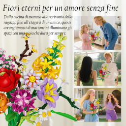 Mavo Brix – Bouquet di Fiori con Vaso Bicolore, 1458 Pezzi