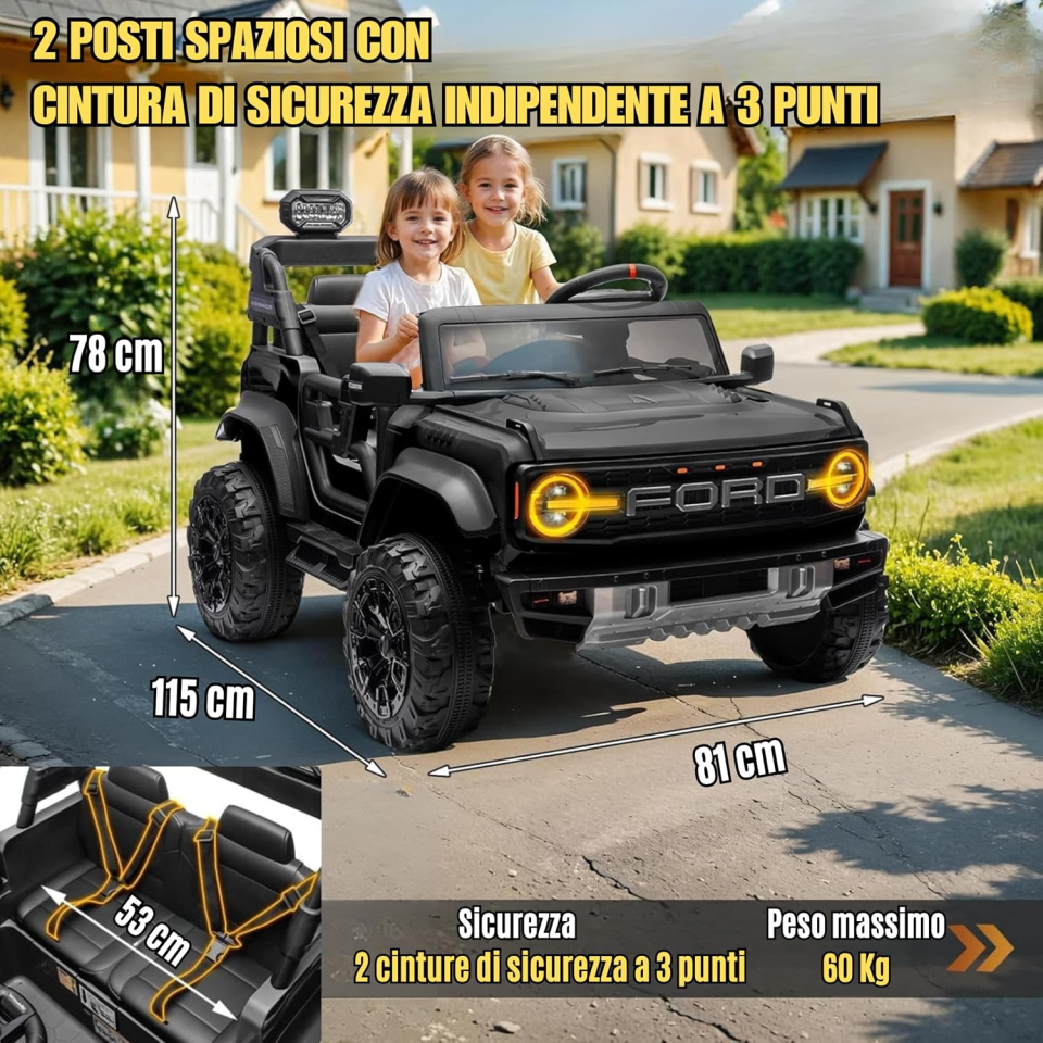 Mondial Toys Ford Bronco Raptor elettrica a due posti