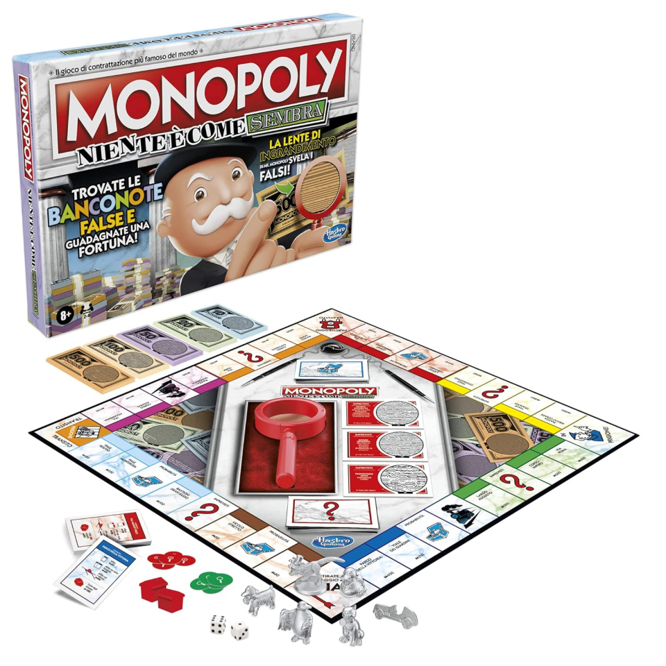 Monopoly Niente è Come Sembra – Gioco da Tavolo con Lente di Ingrandimento
