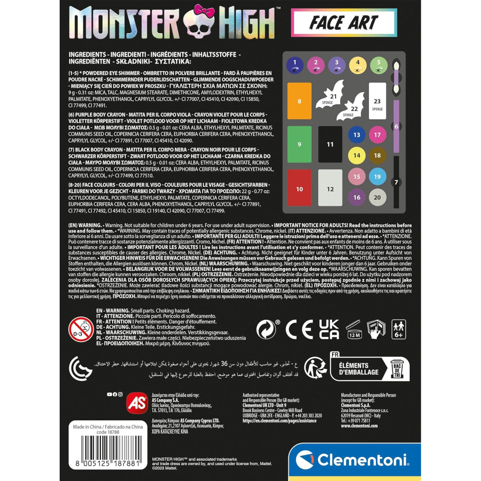 Clementoni Monster High Face Art – Kit Truccabimbi per Bambine