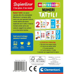 Clementoni Sapientino Montessori Numeri Tattili – Flashcards Sensoriali 3-6 Anni
