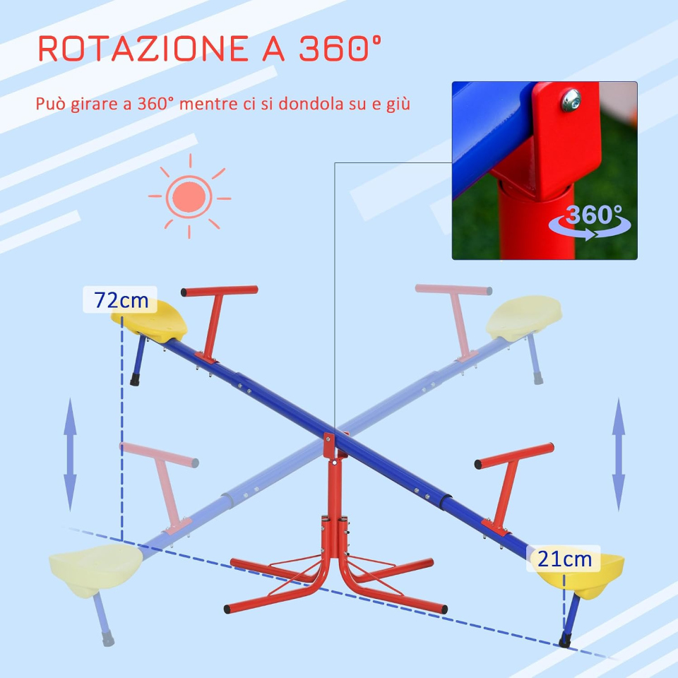 Outsunny dondolo da giardino doppio girevole a 360°