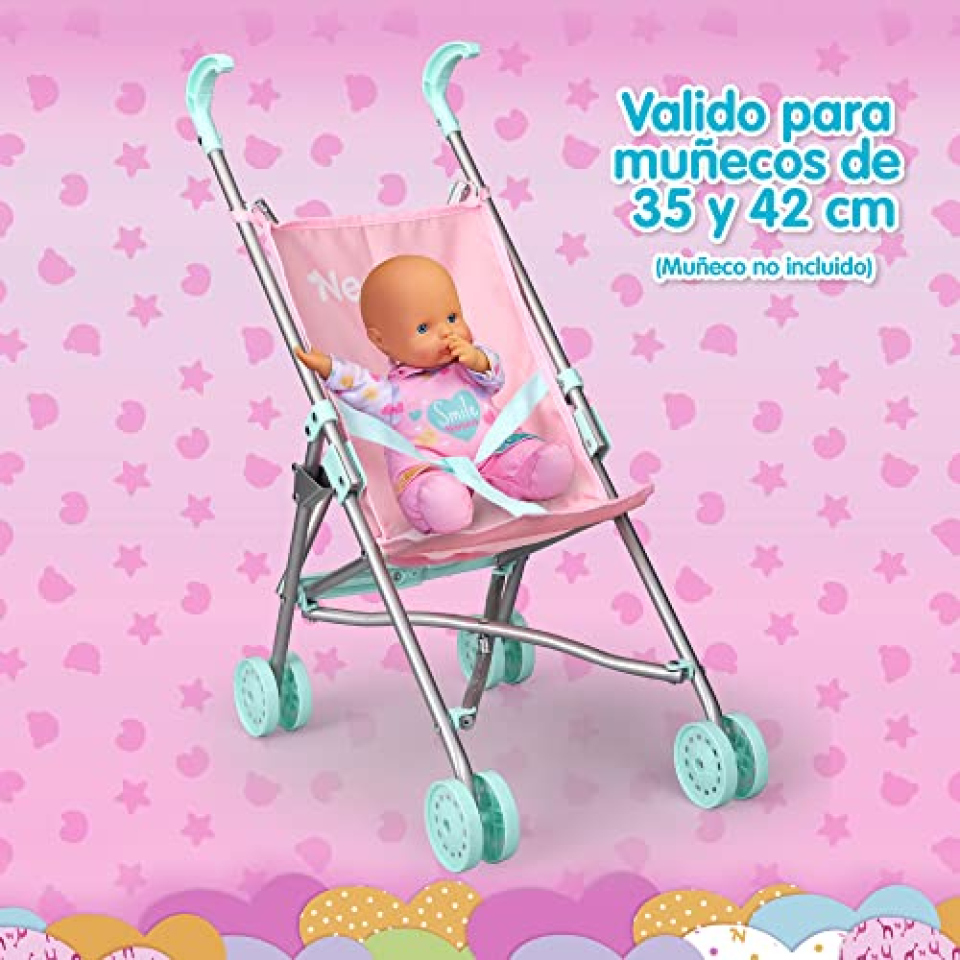 Passeggino Nenuco pieghevole rosa e blu metallizzato