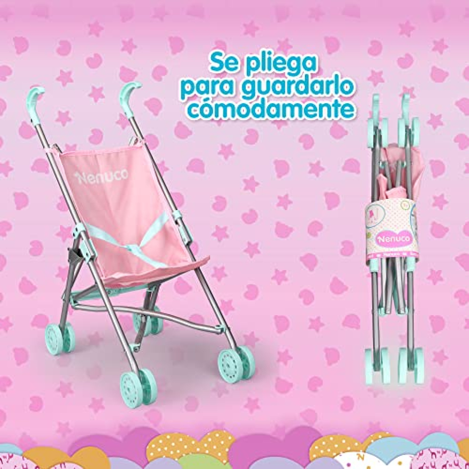 Passeggino Nenuco pieghevole rosa e blu metallizzato