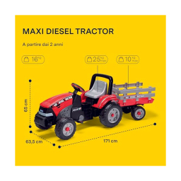 Peg Perego Maxi Diesel – Trattore a Pedali con Rimorchio