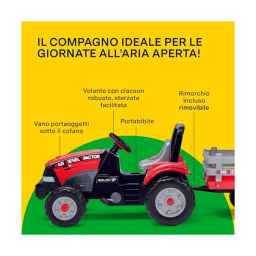 Peg Perego Maxi Diesel – Trattore a Pedali con Rimorchio