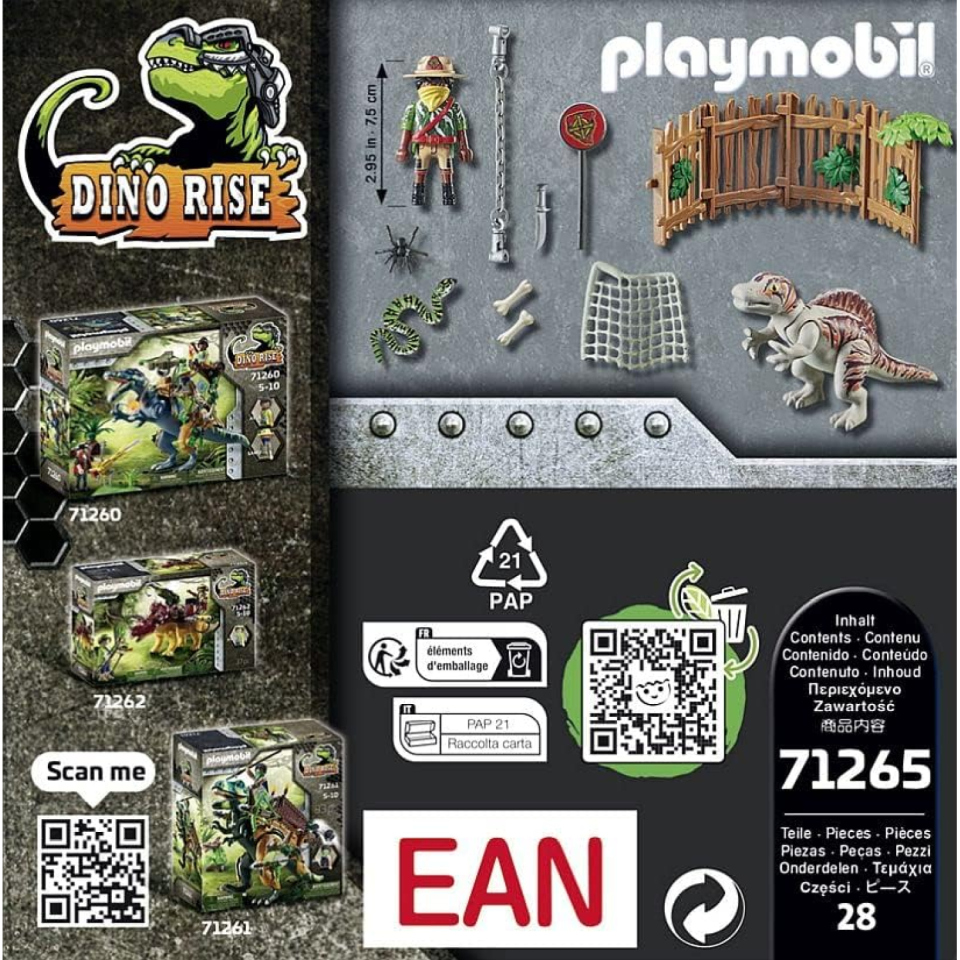 Playmobil Dino Rise 71265 – Cucciolo di Spinosauro in Gabbia