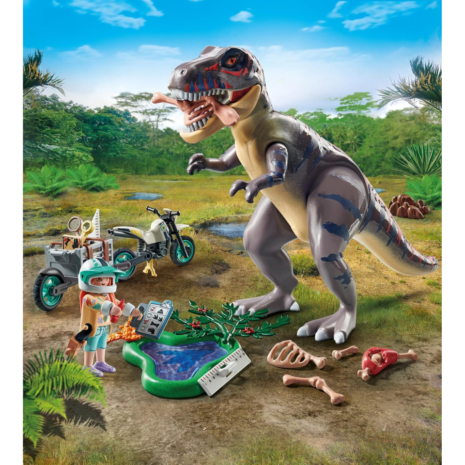 Playmobil Dinos 71524 – Sulle Tracce del T-Rex con Moto e Accessori