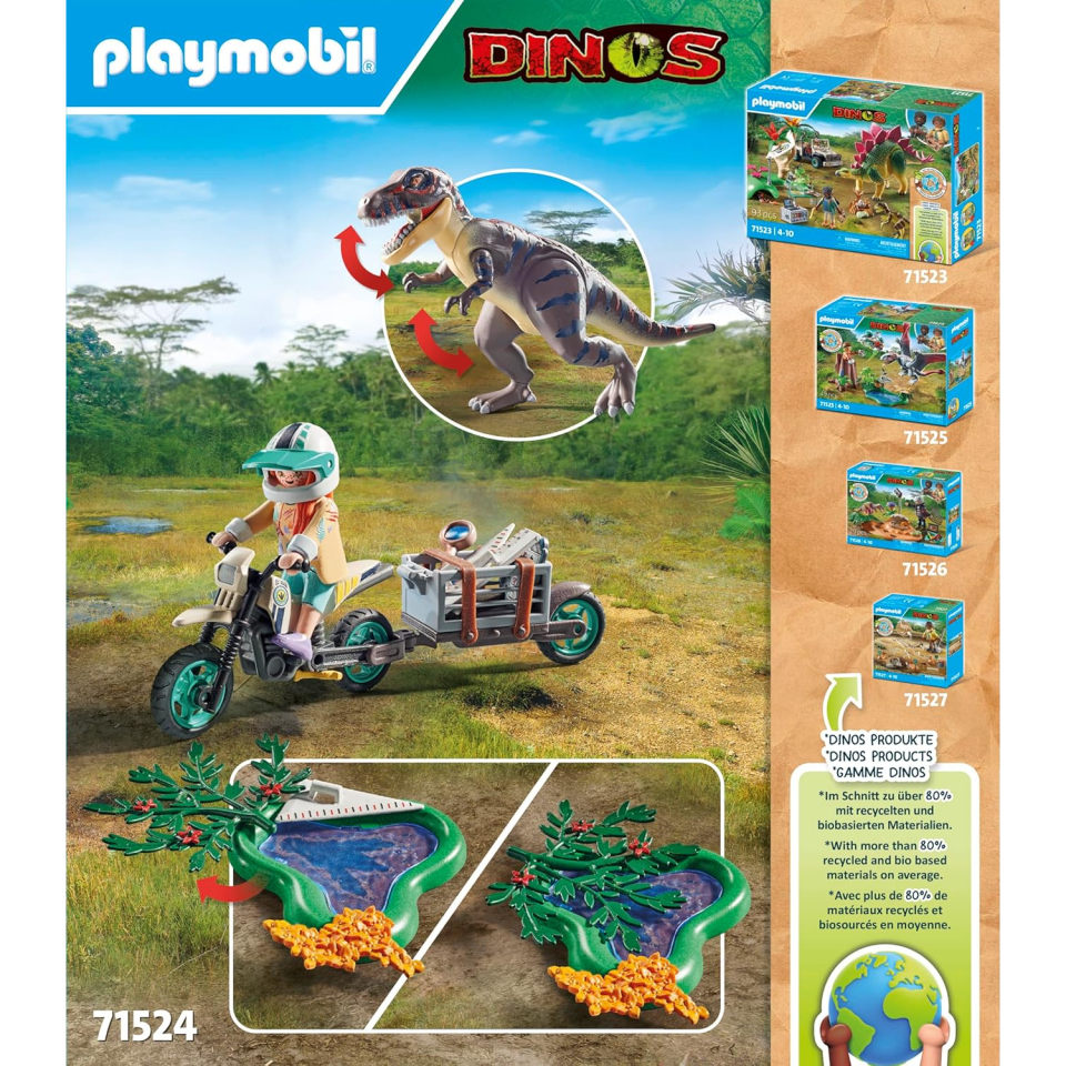 Playmobil Dinos 71524 – Sulle Tracce del T-Rex con Moto e Accessori