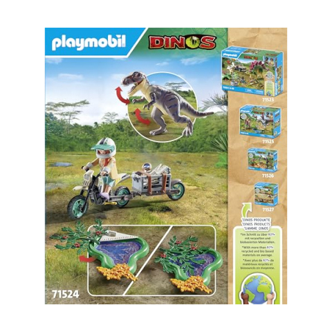 Playmobil Dinos 71524 – Sulle Tracce del T-Rex con Moto e Accessori