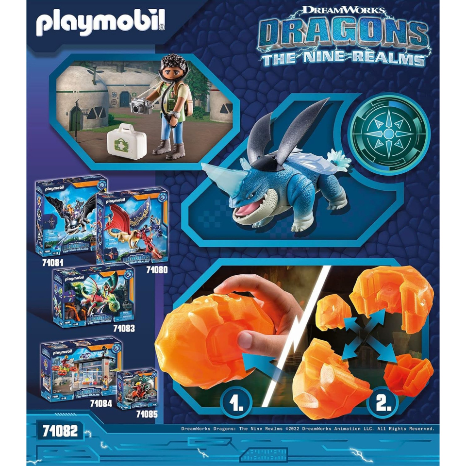 Playmobil Dragons playset Plowhorn e D'Angelo, 17 pezzi