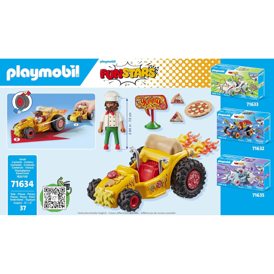 Playmobil Funstars 71634 Kart Racing Pizza con Motore Pull-Back
