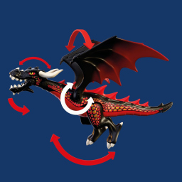 PLAYMOBIL Knights drago nero con cavaliere