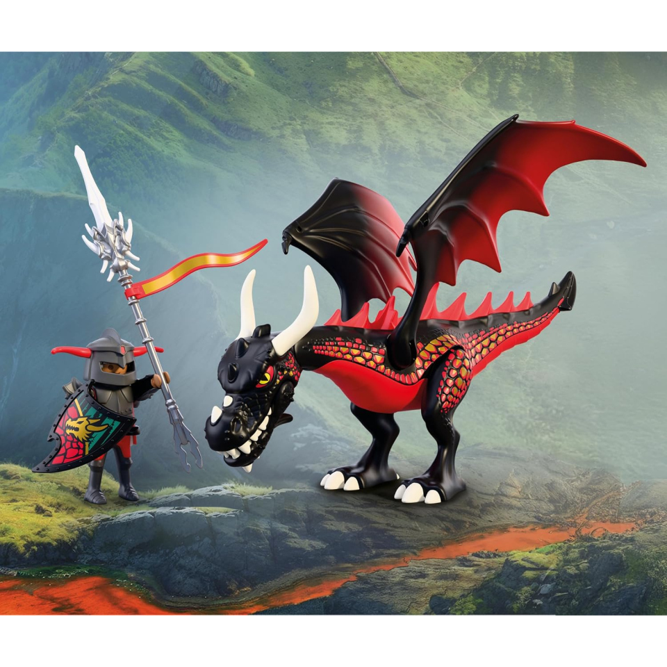 PLAYMOBIL Knights drago nero con cavaliere
