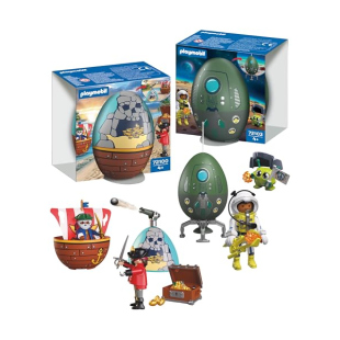 Playmobil Set Uova Pirati e Spazio – 2 Uova Sorpresa con Personaggi