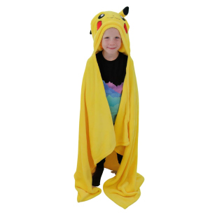 Pokémon coperta con cappuccio Pikachu in pile