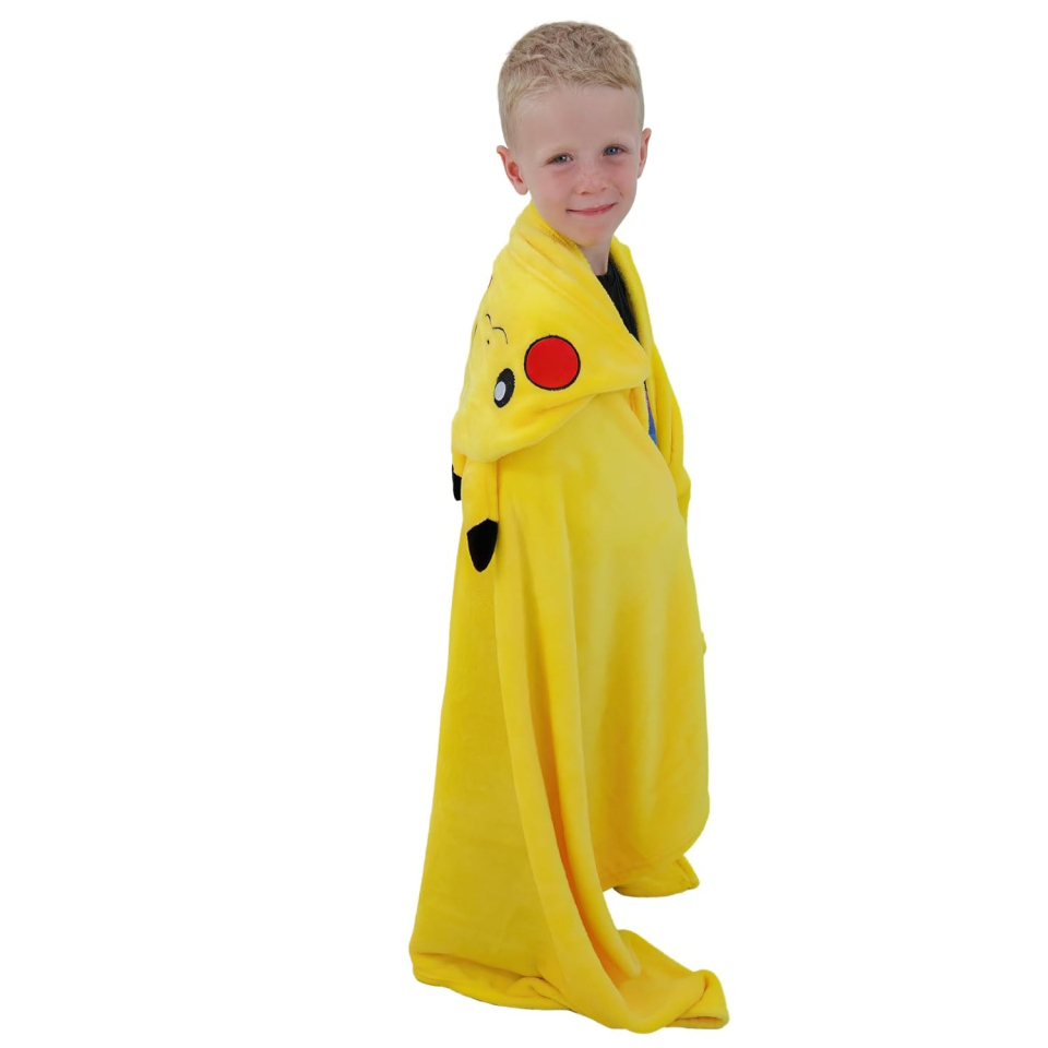 Pokémon coperta con cappuccio Pikachu in pile