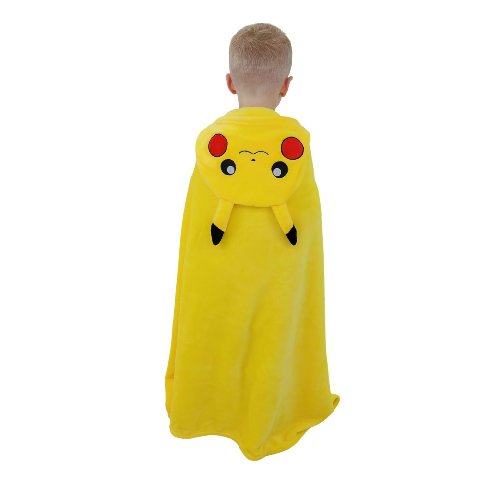 Pokémon coperta con cappuccio Pikachu in pile