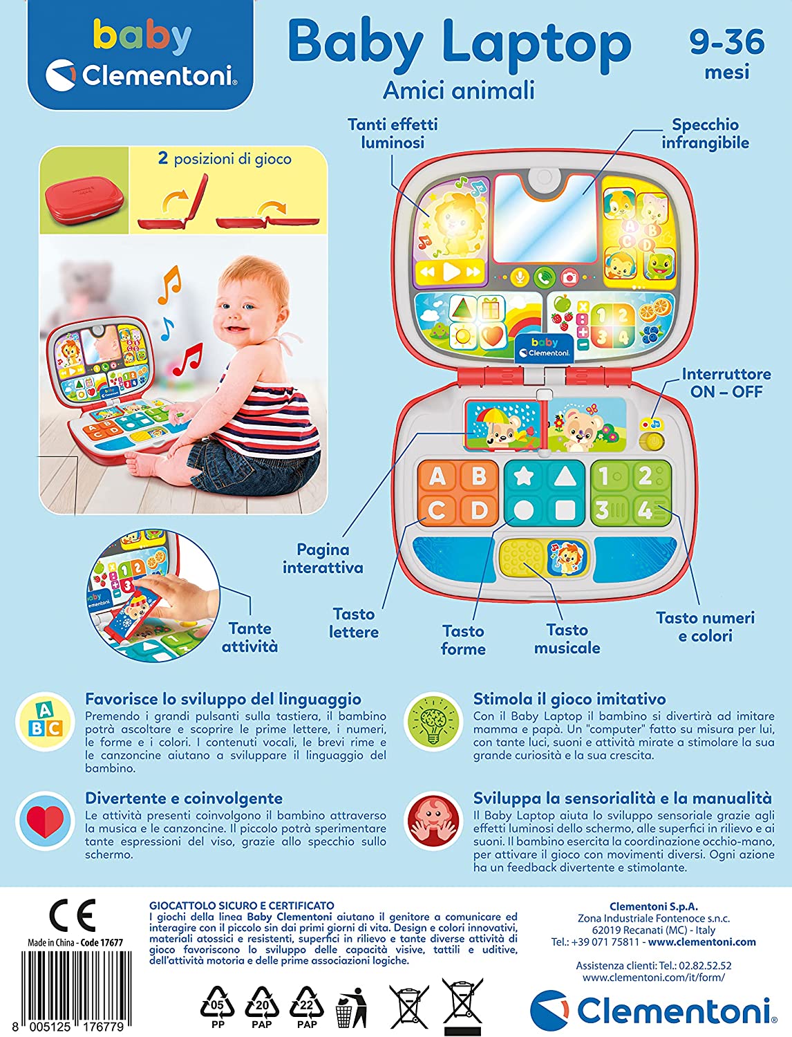 Computer per bambini Amici Animali - Clementoni da 9 mesi - immagine 3