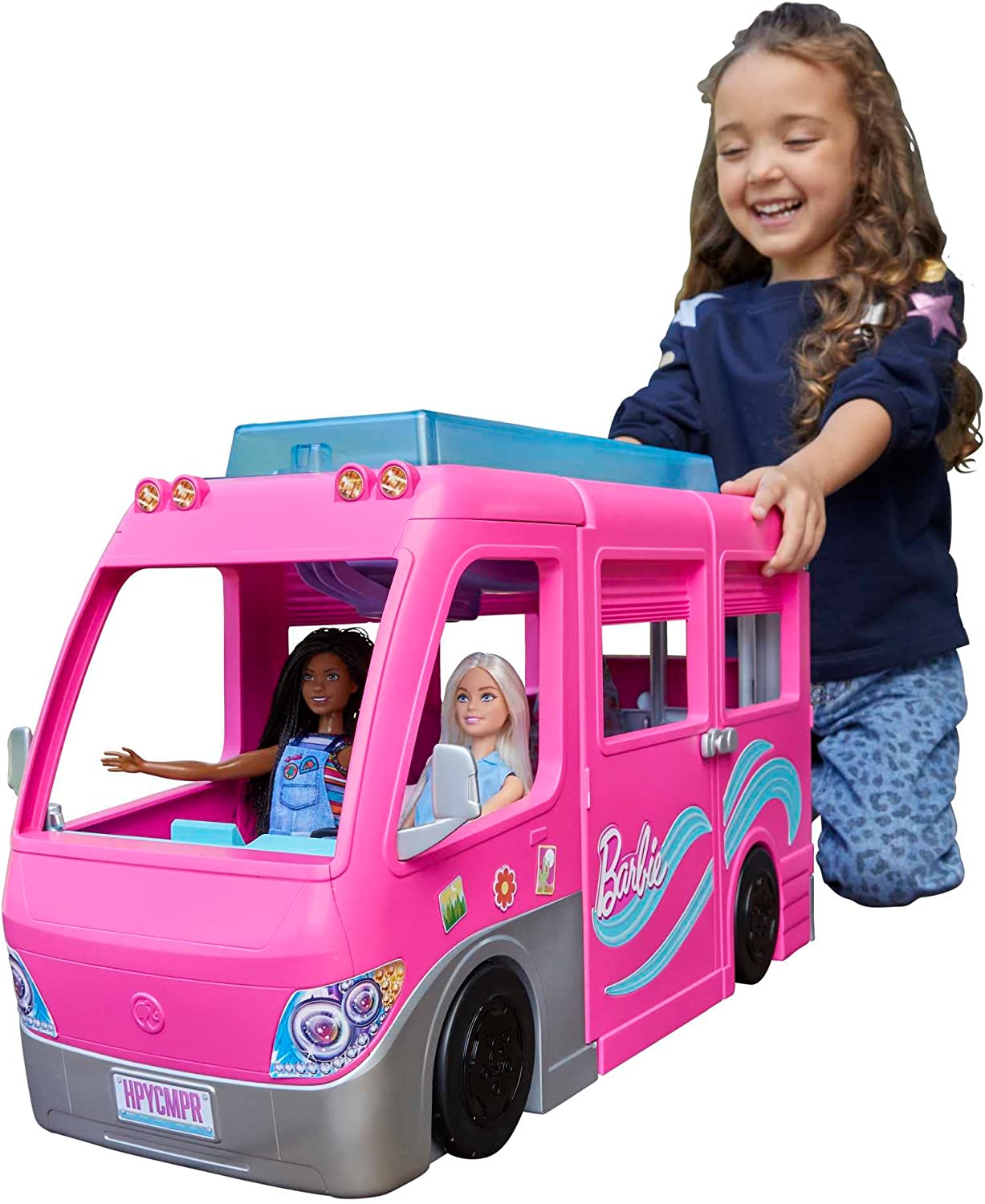 Barbie Camper dei Sogni - Trasformabile con Scivolo e Piscina e 60 Accessori - Mattel - immagine 1
