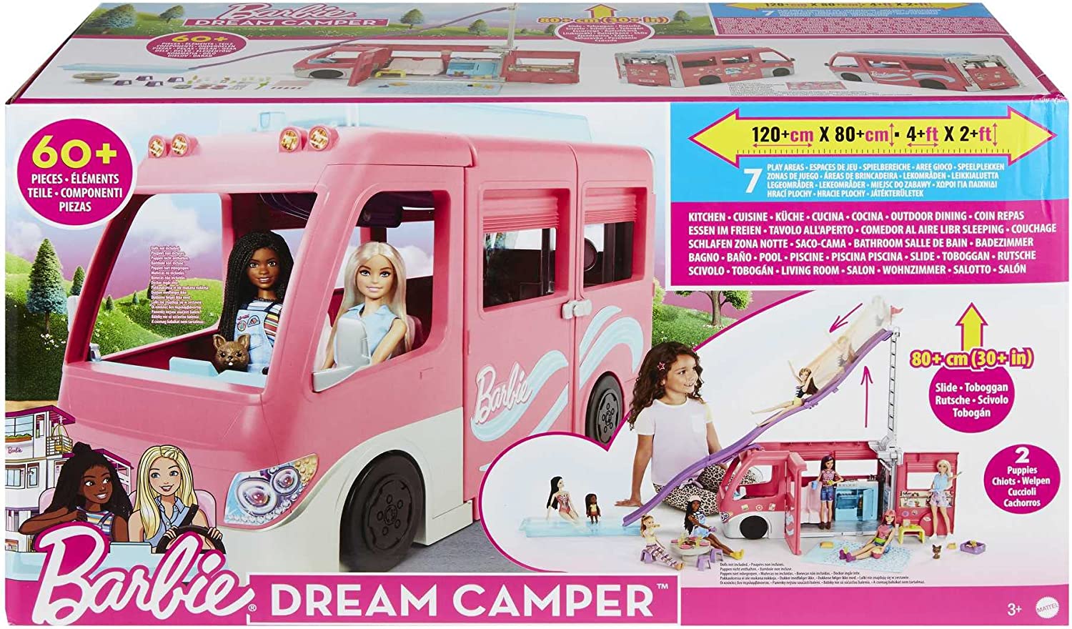 Barbie Camper dei Sogni - Trasformabile con Scivolo e Piscina e 60 Accessori - Mattel - immagine 6