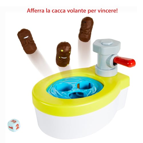 Acchiappa la Cacca Turbo, gioco di società con water giocattolo, 3 pezzi, 1 dado e istruzioni da 5 anni - Mattel Games