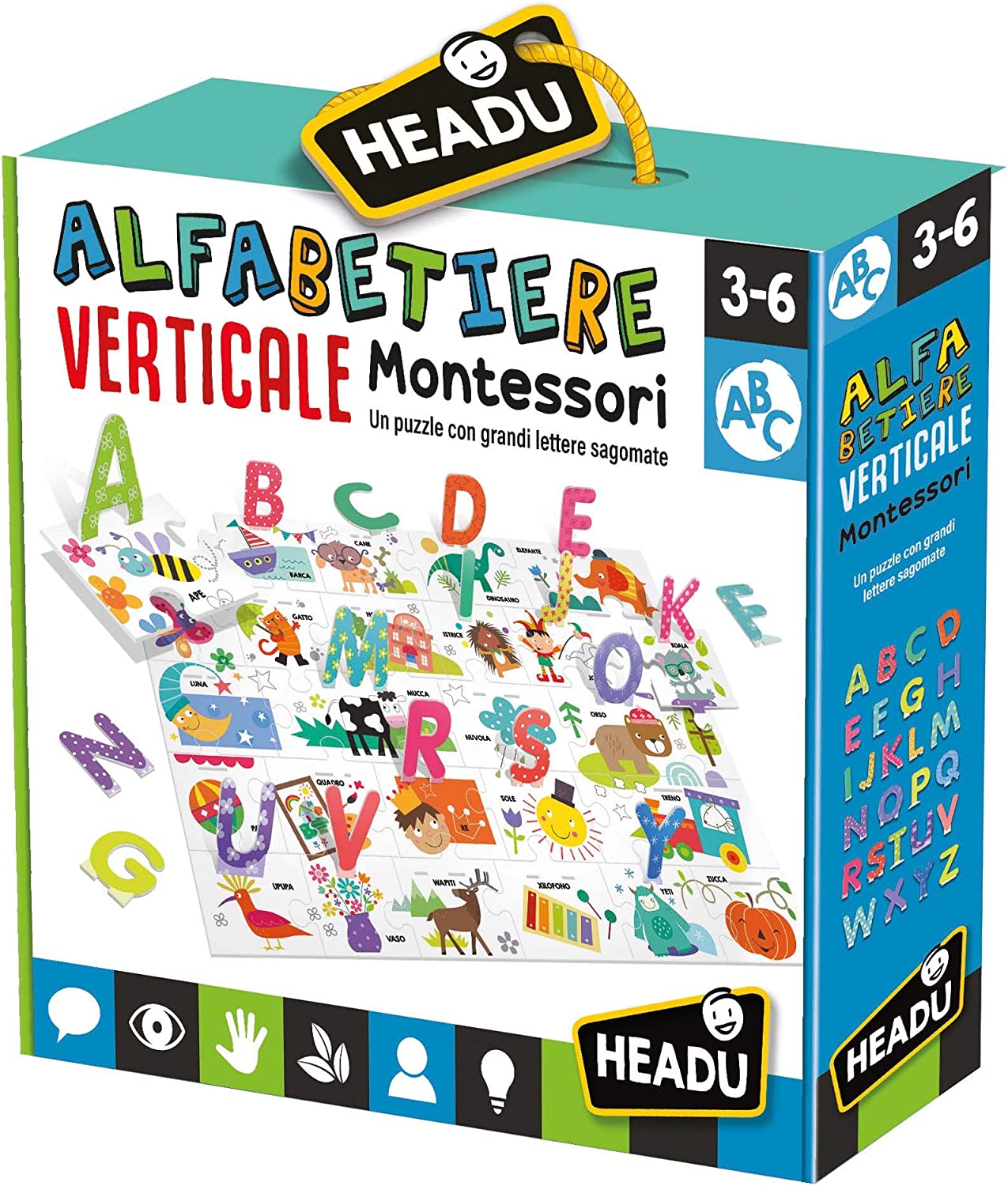 Alfabetiere Verticale Montessori - Giochi di lettere- Headu