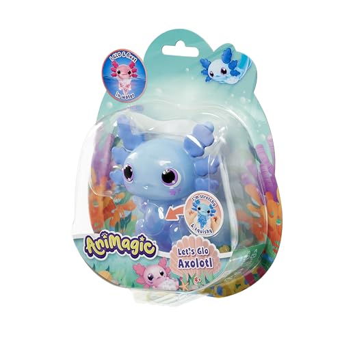 Animagic - Let's Go Axolotl, Pupazzetto con Corpo allungabile, Galleggia e Si Illumina nell'Acqua