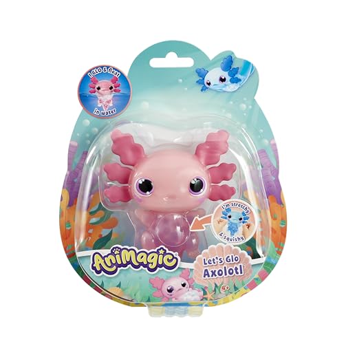 Animagic - Let's Go Axolotl - Pupazzetto allungabile che galleggia e si illumina in acqua