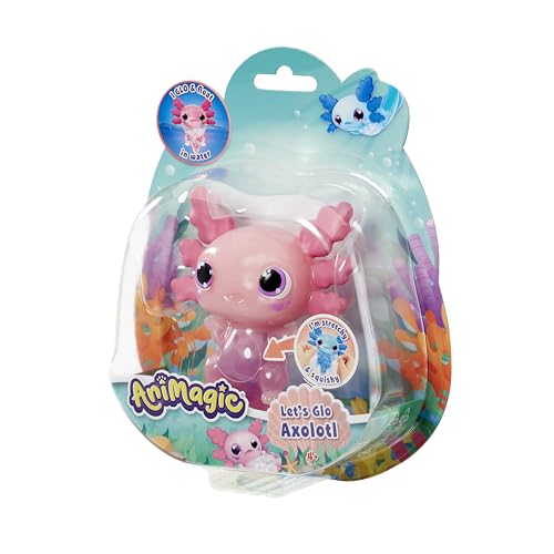 Animagic - Let's Go Axolotl - Pupazzetto allungabile che galleggia e si illumina in acqua