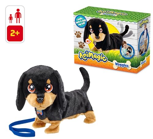 Animagic Peluche Cane Bassotto Waggles, Pupazzo Interattivo da 3 Anni