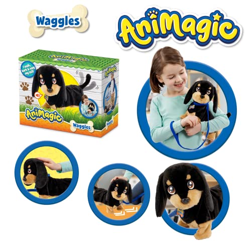 Animagic Peluche Cane Bassotto Waggles, Pupazzo Interattivo da 3 Anni