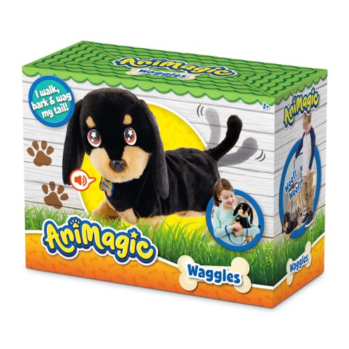 Animagic Peluche Cane Bassotto Waggles, Pupazzo Interattivo da 3 Anni