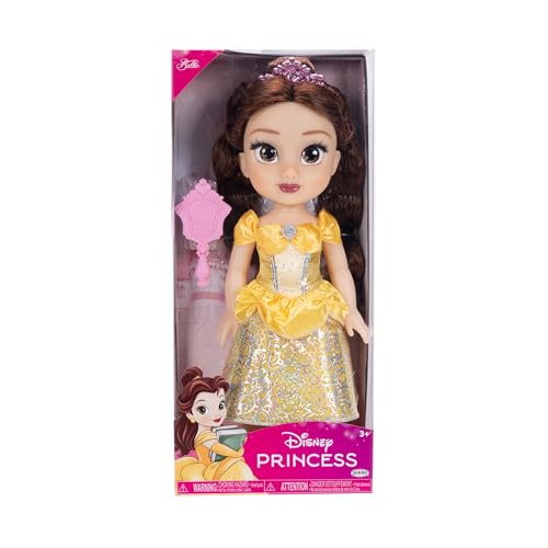 Bambola 38 cm di Belle, con  dettagli glitterati e occhi che brillano - Disney Princess