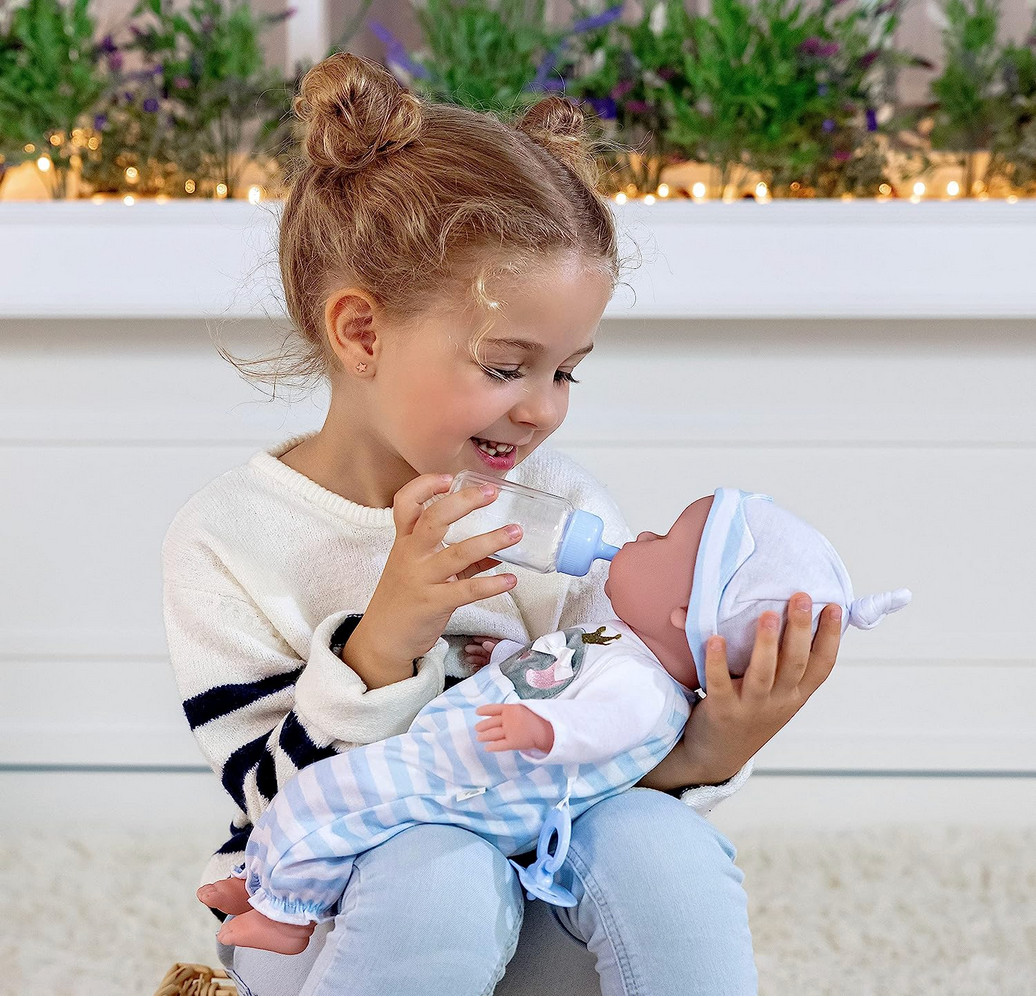 Bambola Reborn maschietto neonato con biberon