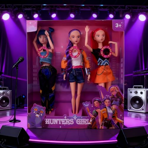 Bambole 𝐊-𝐏𝐎𝐏 𝐃emon 𝐇unters - Figurine K-pop Huntrix Rumi/Mira/Zoey Articolate con Vestiti, Accessori e Musica