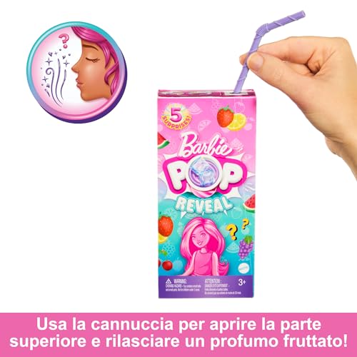 Barbie Chelsea Pop Reveal, Bambola cambia colore con 5 sorprese profumate, HRK58