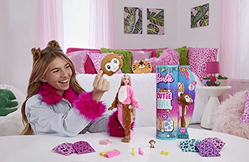 Barbie Cutie Reveal Scimmia, Bambola con costume da scimmietta e 10 sorprese, HKR01