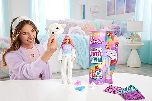 Barbie Cutie Reveal, Bambola con Costume da Agnellino di Peluche, serie Pigiamini