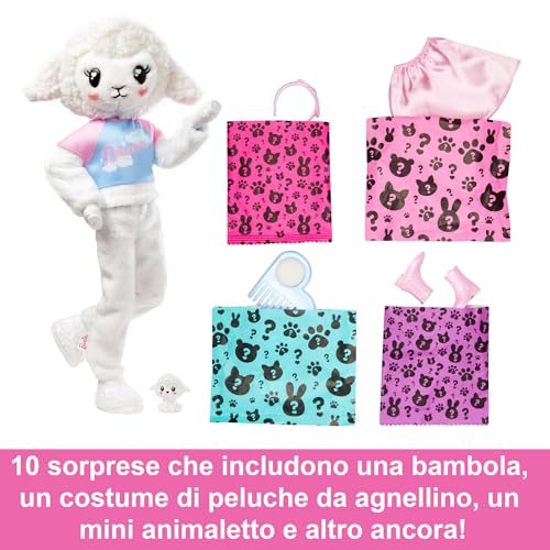 Barbie Cutie Reveal, Bambola con Costume da Agnellino di Peluche, serie Pigiamini