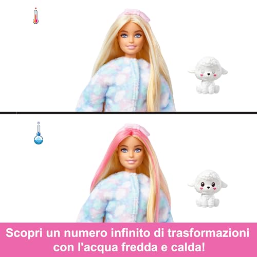 Barbie Cutie Reveal, Bambola con Costume da Agnellino di Peluche, serie Pigiamini