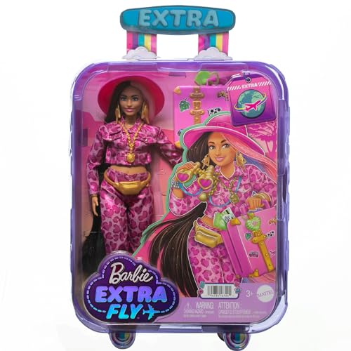 Barbie Extra Fly, Bambola con Look da Safari e Valigia, 15 Accessori Inclusi, HPT48