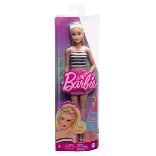 Barbie Fashionistas n. 213, 65° Anniversario, con Top a Righe e Gonna Rosa, HRH11
