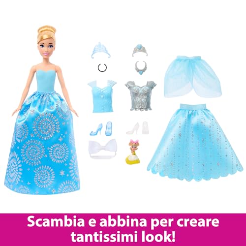 Cenerentola Royal Fashion Reveal, bambola con 12 abiti e accessori da 3 anni - Mattel Disney Princess HMK53