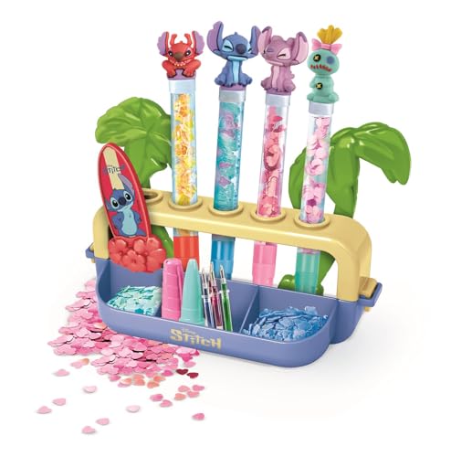 Clementoni Idea - Laboratorio delle Penne Disney Stitch, Kit Creativo con 25 Accessori e 5 Penne Personalizzabili - 18204
